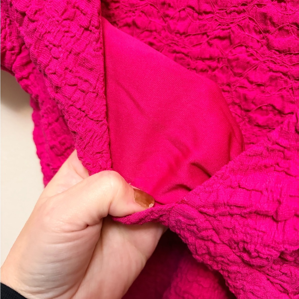Fuchsia Pink Textured Ruched Crop Top Y2K - Picture 7 of 7
